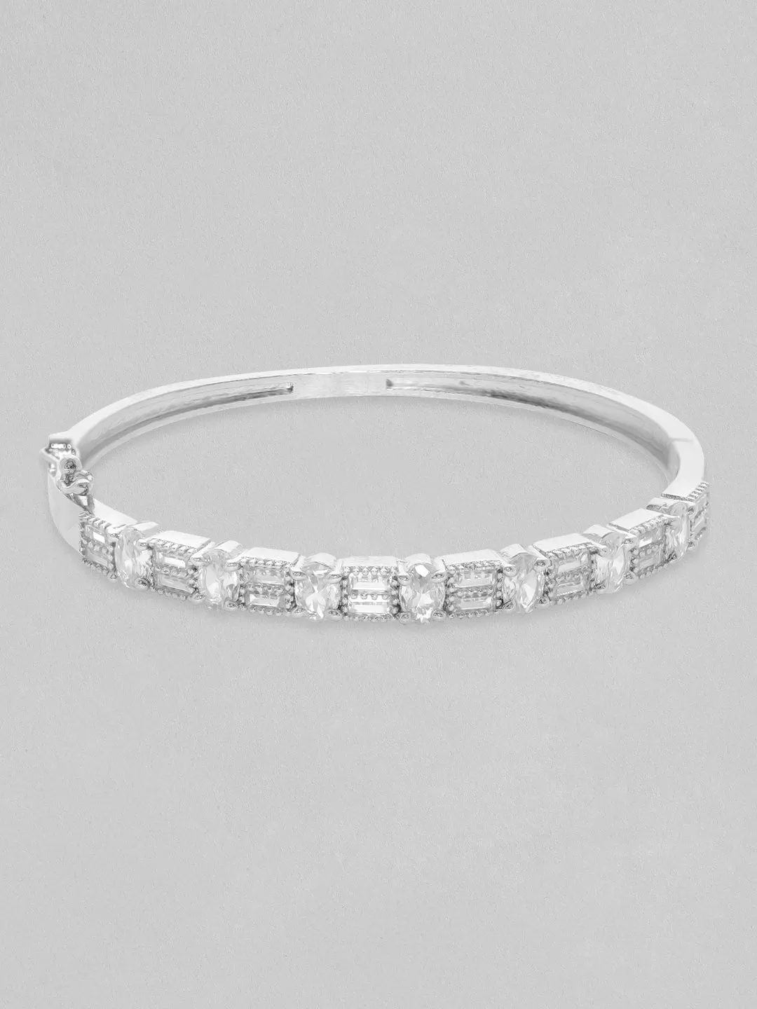 Rubans Rhodium plated crystal zirconia studded minimal bracelet