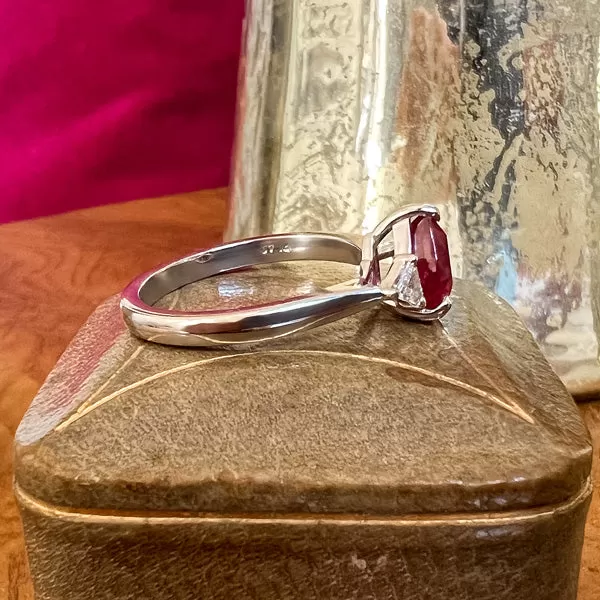 Ruby & Diamond Ring, Pear 1.26ct (no heat)