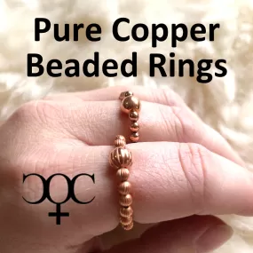 Set Of 2 Beaded Copper Rings Smooth And Fluted Copper Stacking Ring Set Copper Finger Toe Ring Set