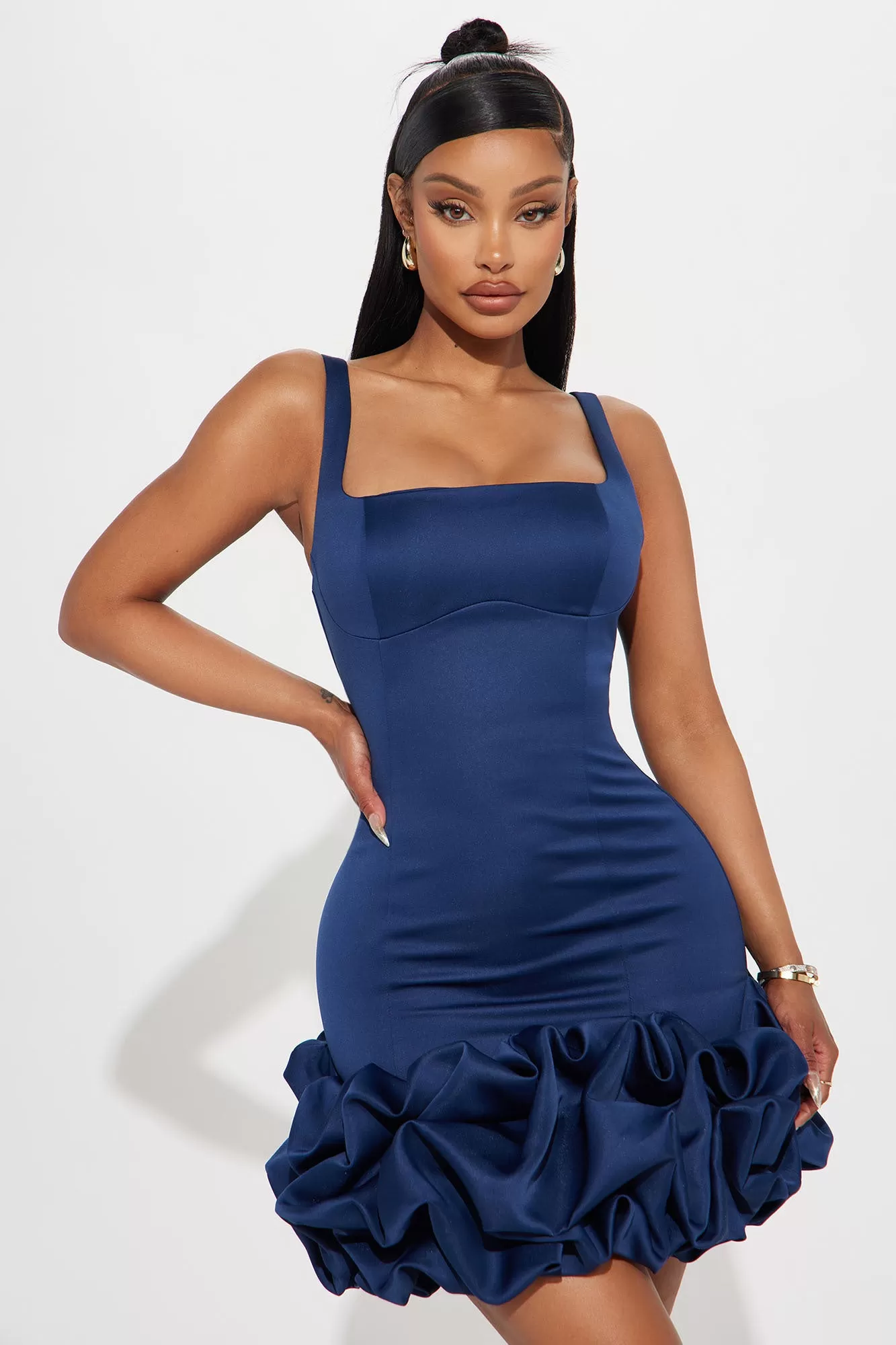 Sienna Satin Mini Dress - Navy