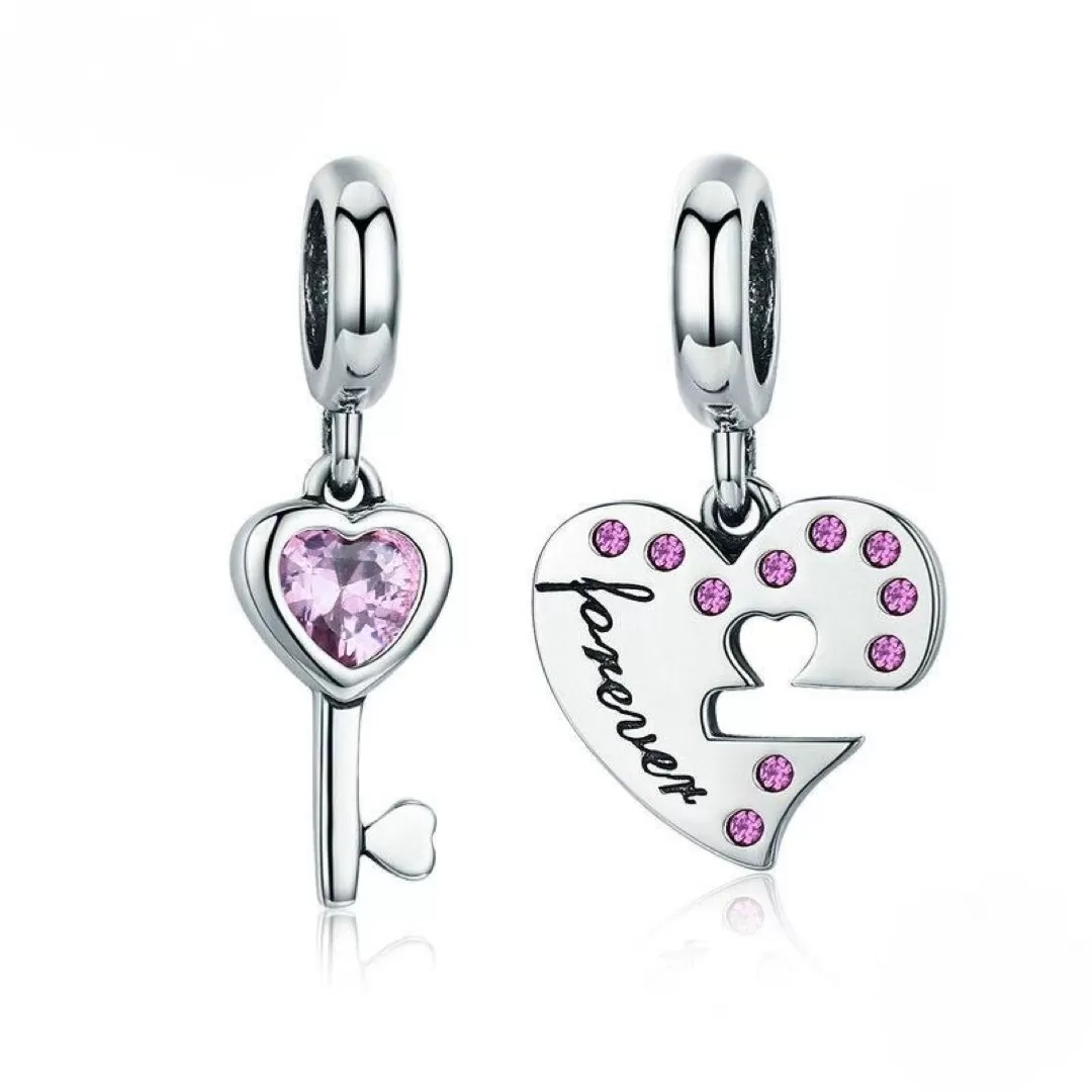 SILVER 925 HEART LOCK KEY PENDANT