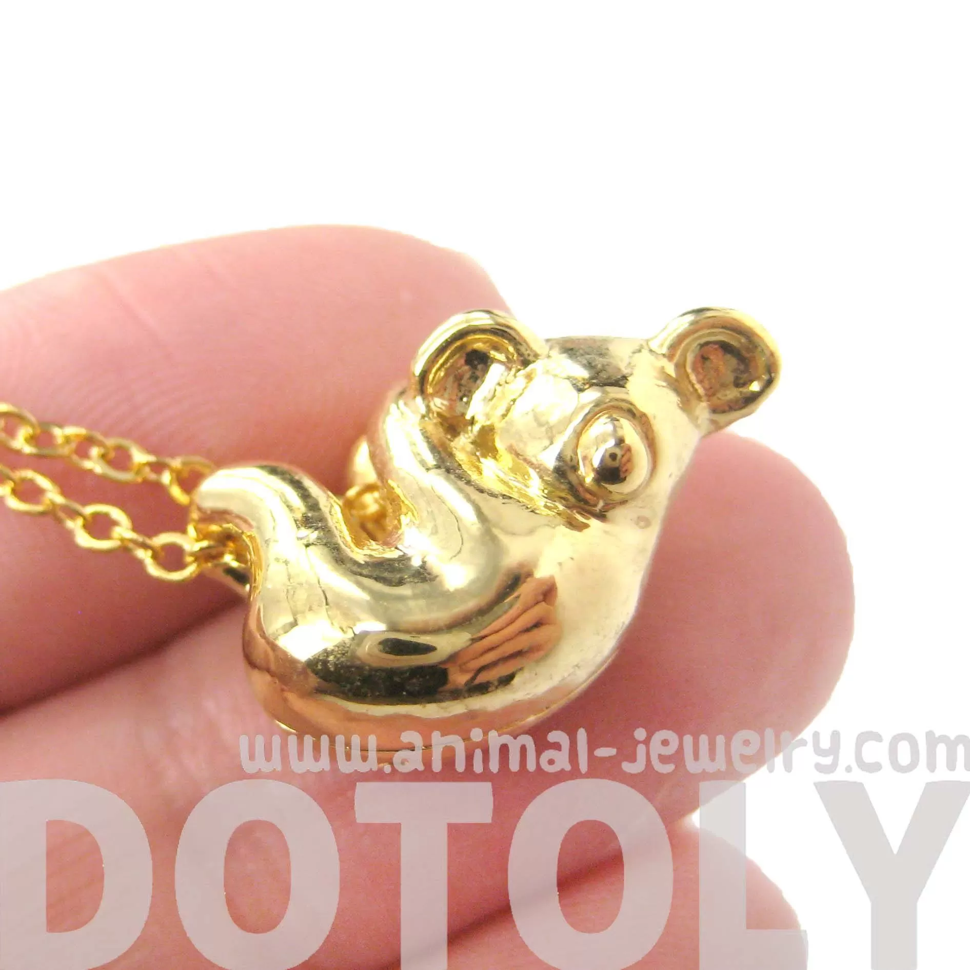 Sleek Abstract Koala Bear Shaped Animal Pendant Necklace in Gold | DOTOLY