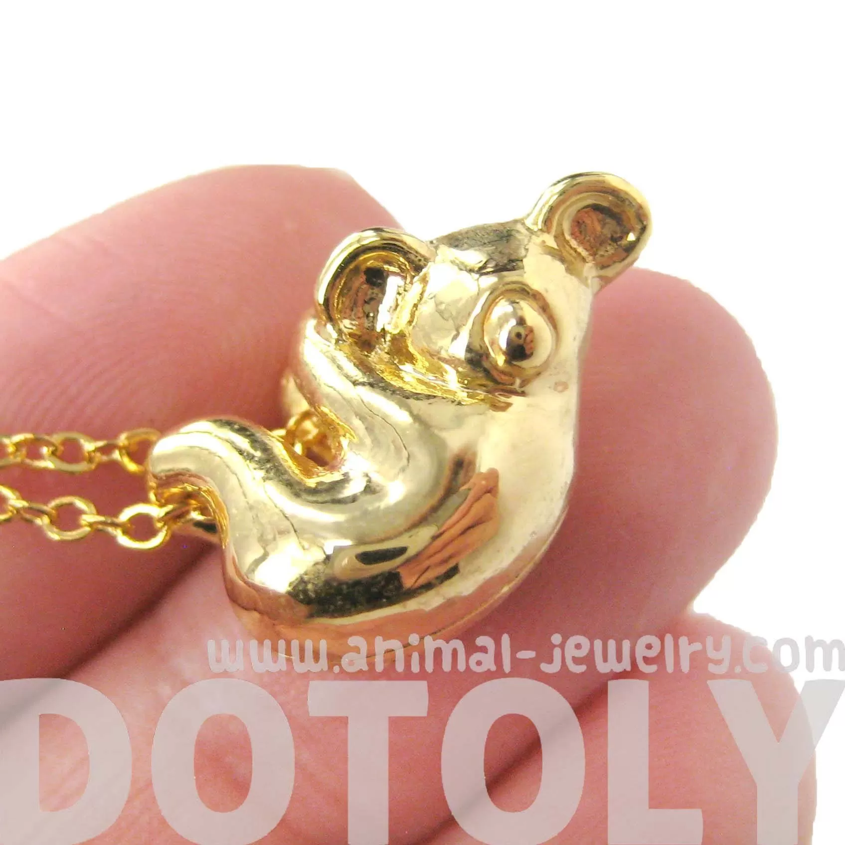 Sleek Abstract Koala Bear Shaped Animal Pendant Necklace in Gold | DOTOLY