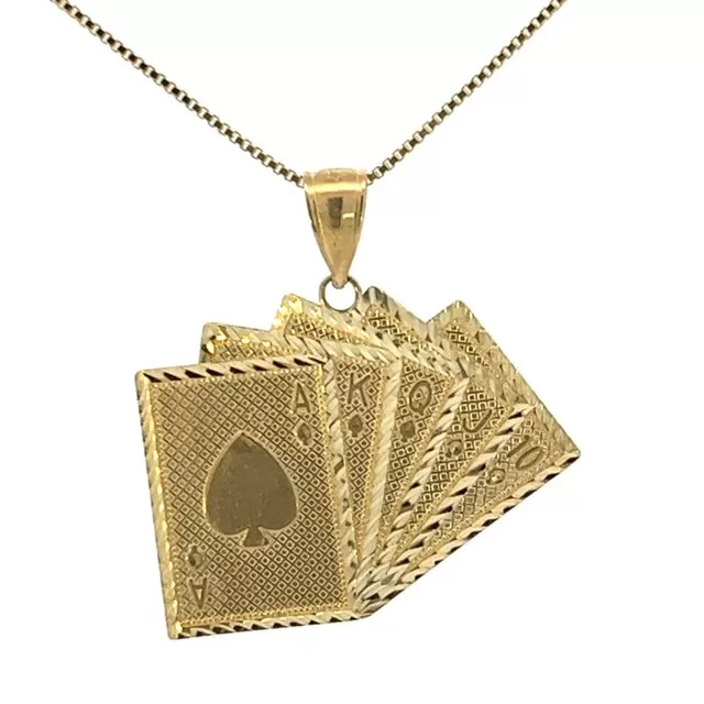 Small Straight Flush Pendant - 10K Yellow Gold