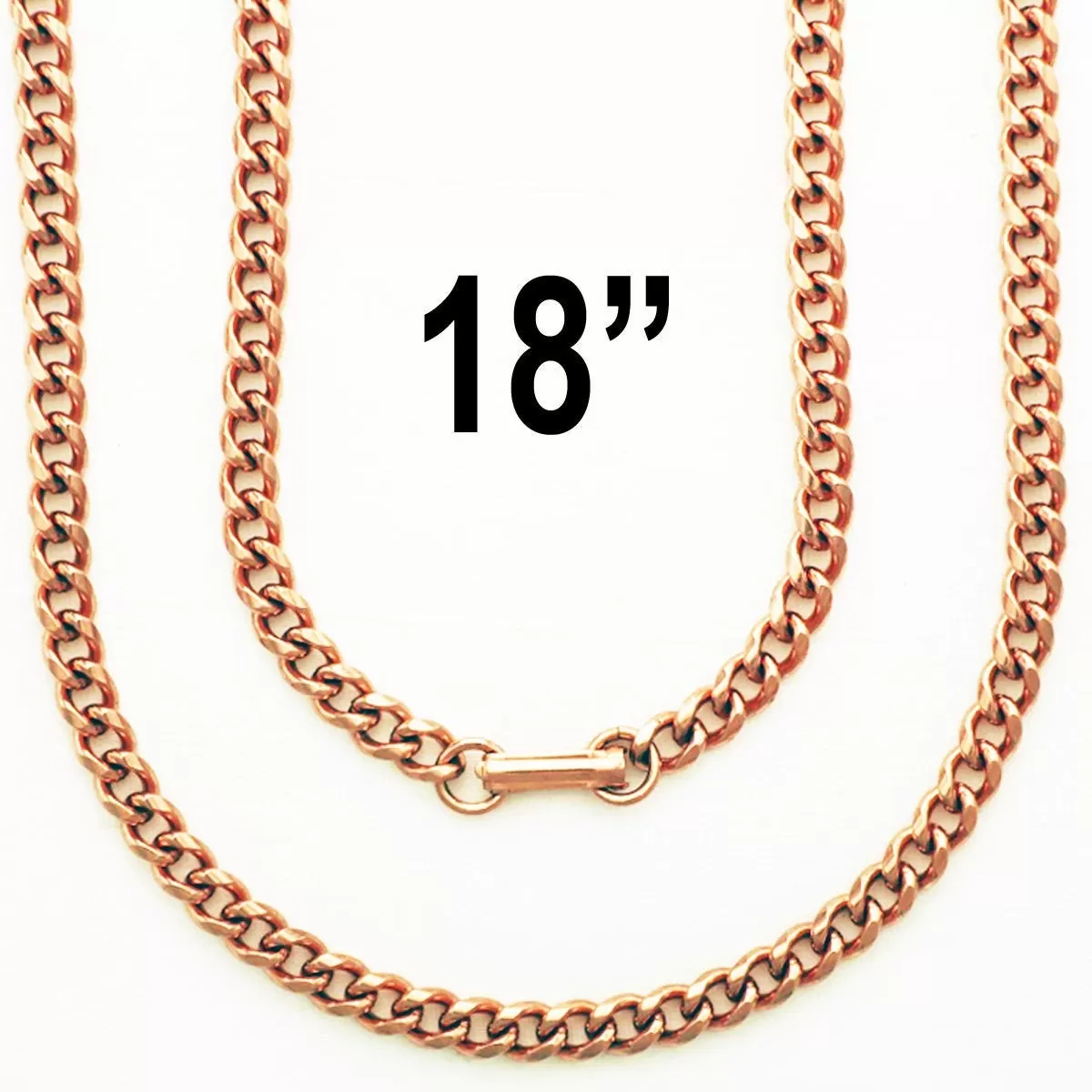 Solid Copper Necklace Chain Medium 5mm Cuban Curb Chain Necklace NC72 Pure Copper Curb Curb Chain Necklace 18 Inch Chain