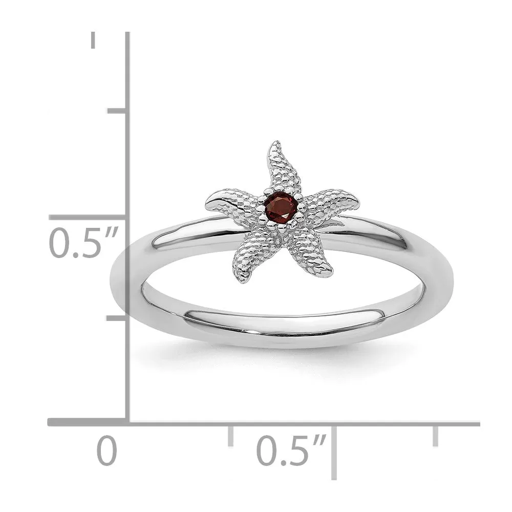 Stackable Expressions Garnet Starfish Ring in Sterling Silver