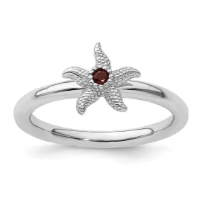 Stackable Expressions Garnet Starfish Ring in Sterling Silver