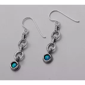 Sterling Silver earrings, Blue opal silver earrings, Dangling  silver earrings