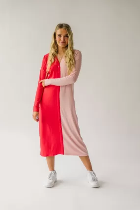 The Cupid Colorblock Dress in Pink   Red