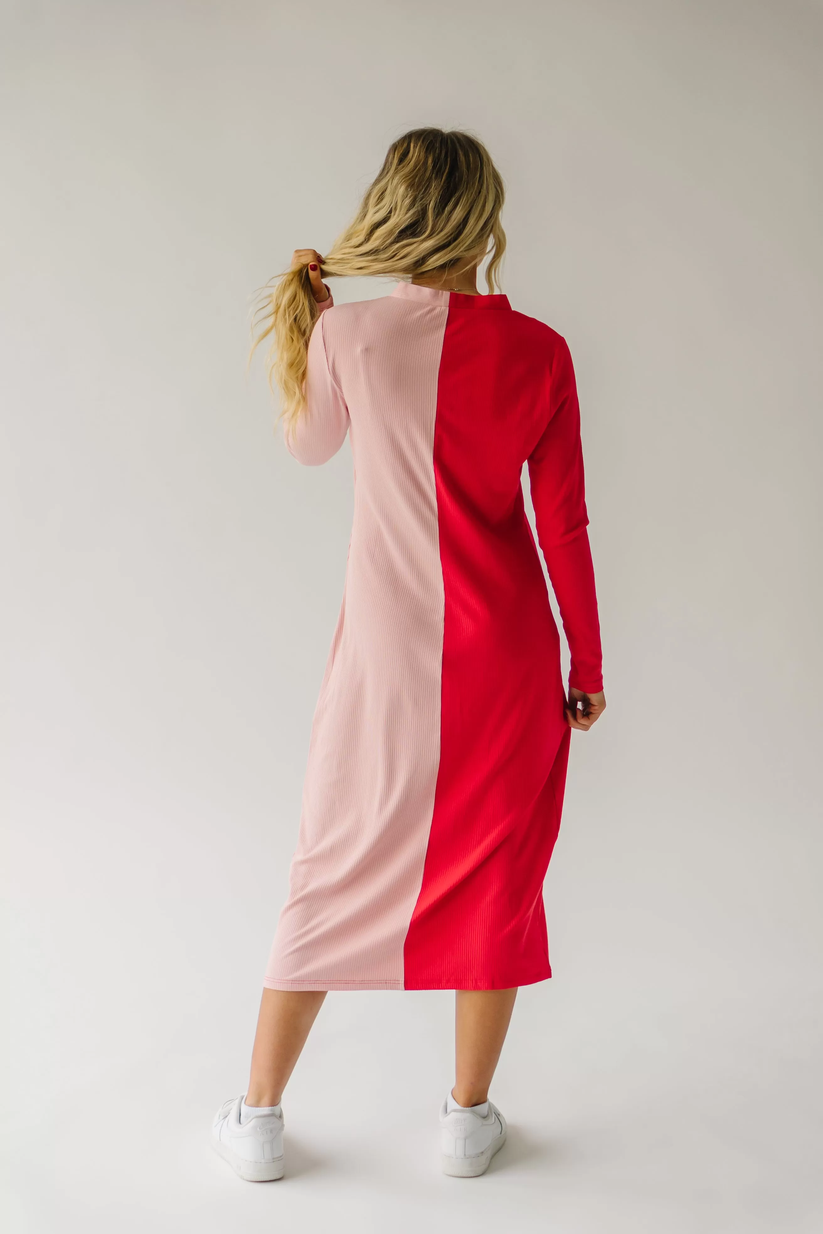 The Cupid Colorblock Dress in Pink   Red