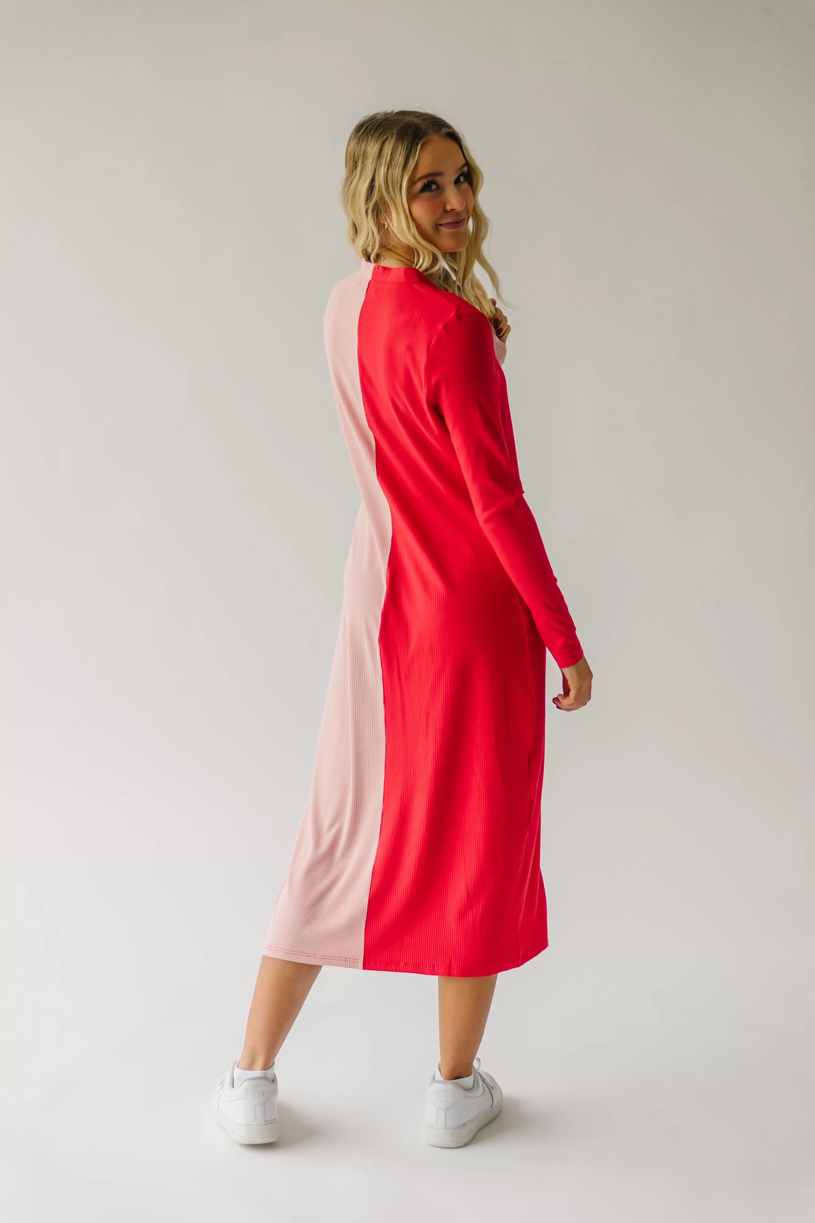 The Cupid Colorblock Dress in Pink   Red