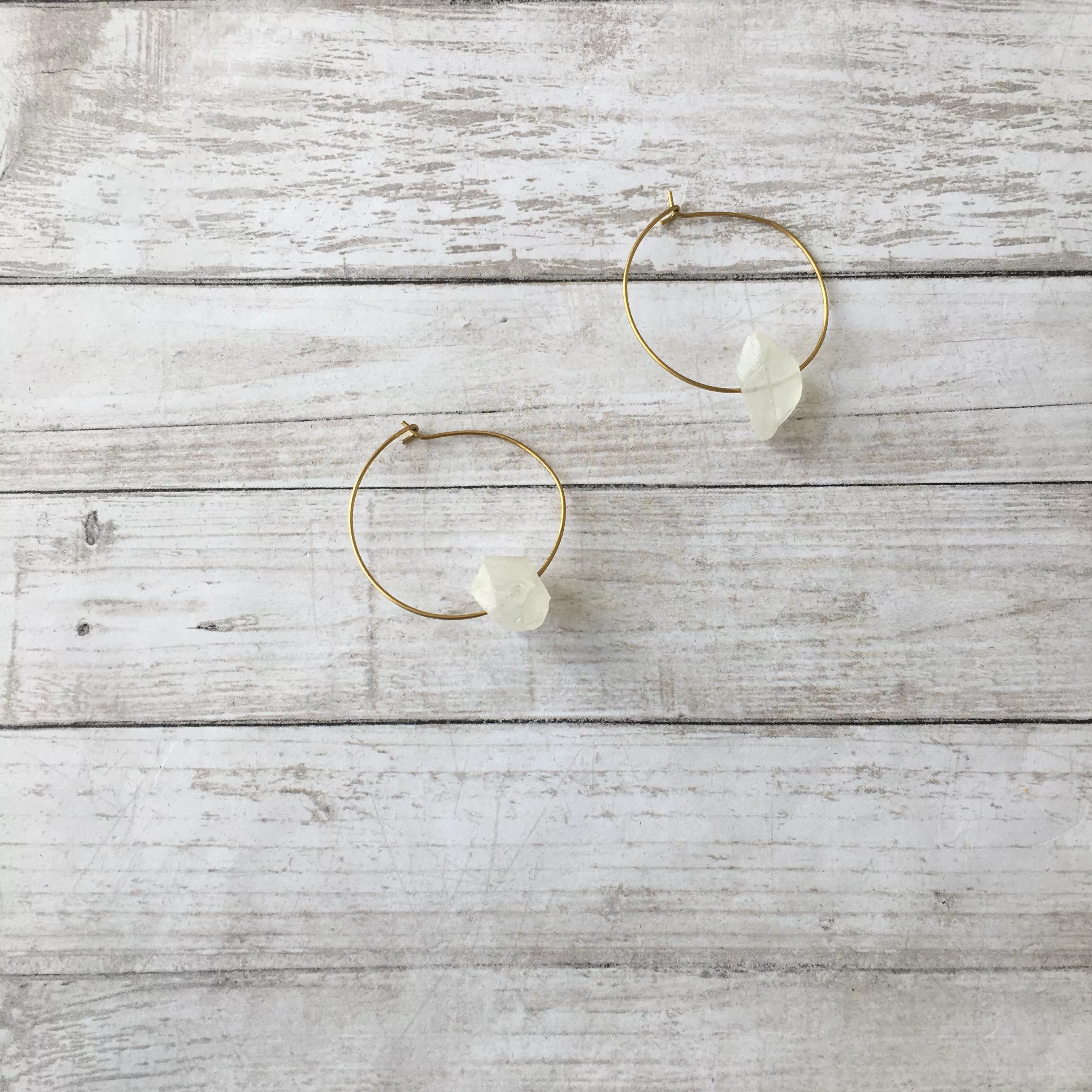 The Quartz Crystal Nugget Hoop Earrings