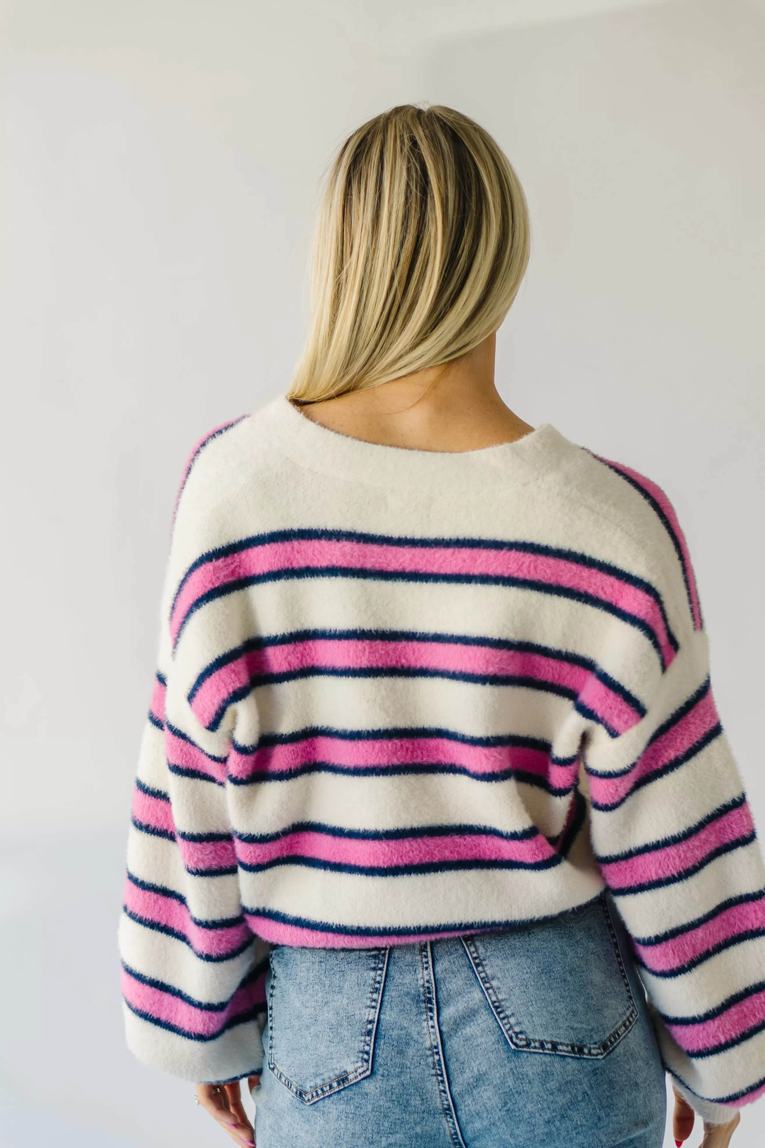 The Willmar Mohair Cardigan in Ivory   Pink Multi