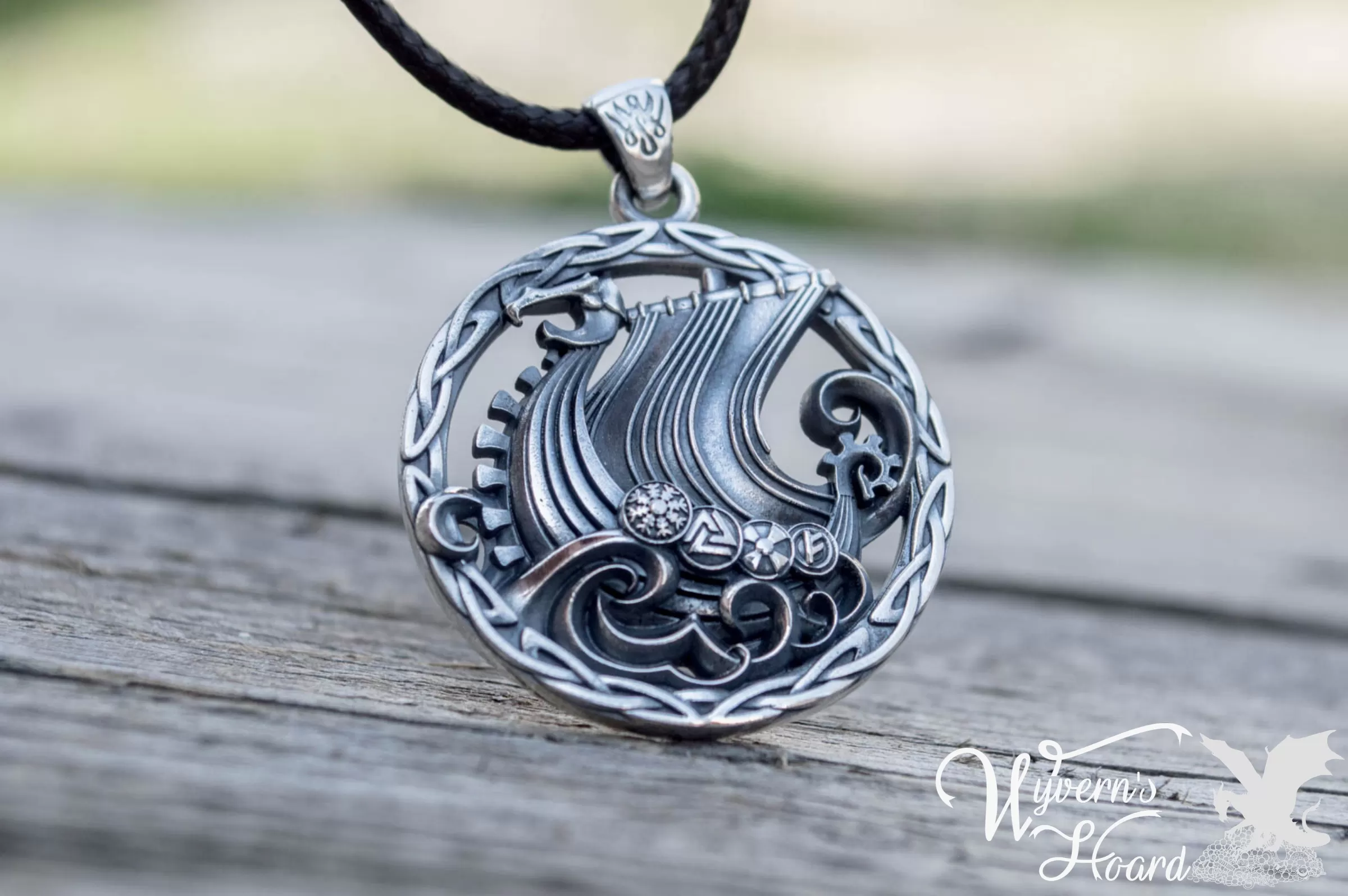 Viking Longship Sterling Silver Necklace