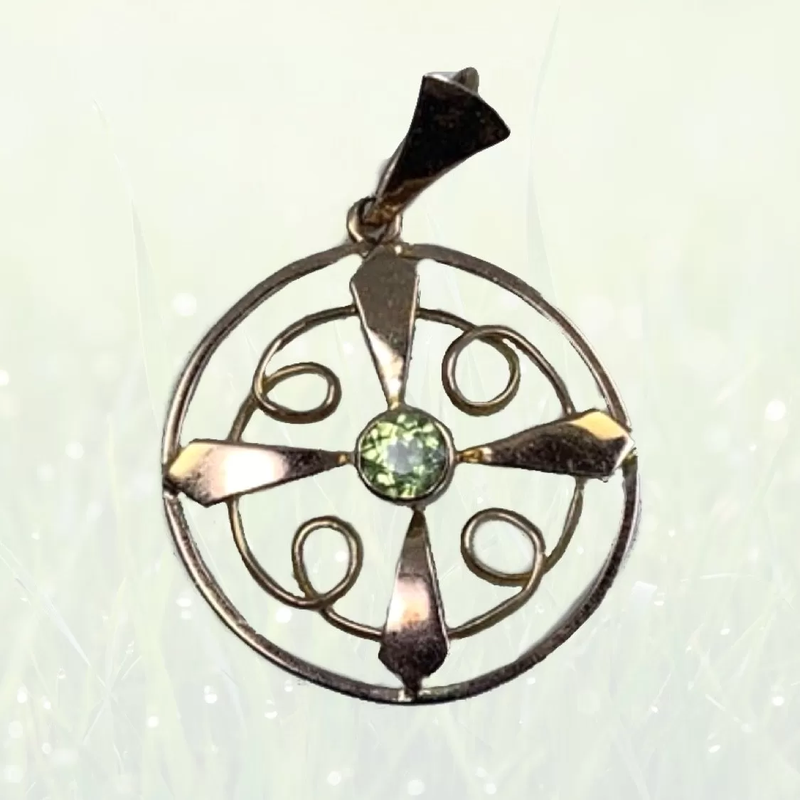 Vintage Peridot Pendant in Rose Gold. Peridot is the Grassy Green August Birthstone.