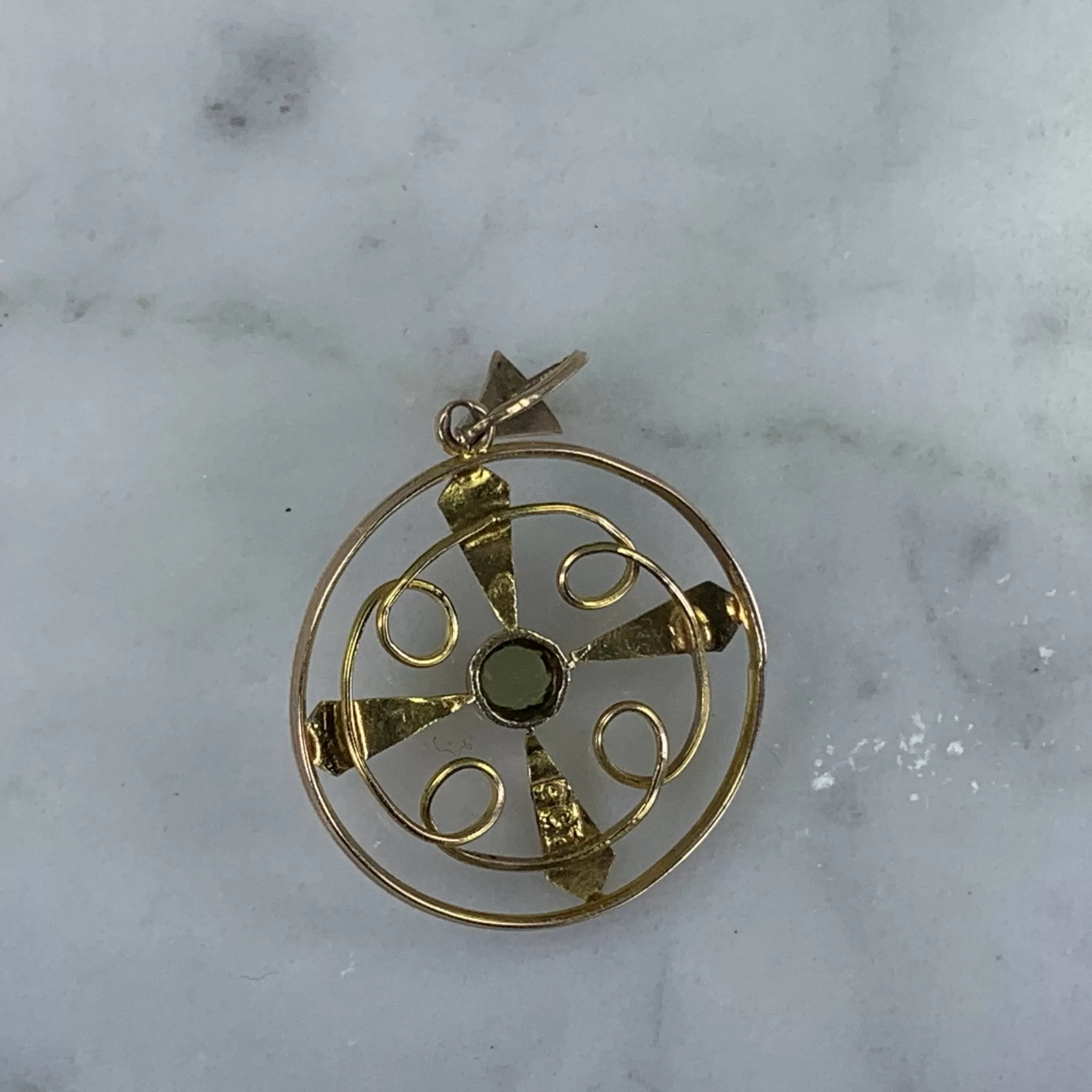 Vintage Peridot Pendant in Rose Gold. Peridot is the Grassy Green August Birthstone.