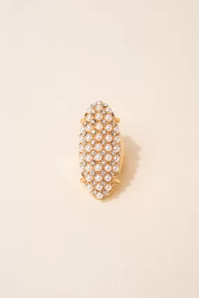 Xyla Pearl & Rhinestone Oval Shield Ring