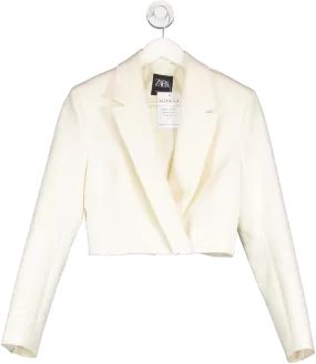 ZARA Cream Cropped Button Detail Blazer UK S