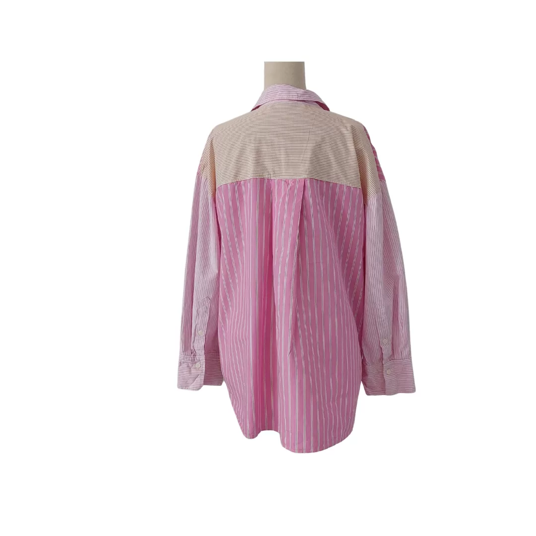 ZARA Pink & White Striped Collared Shirt | Gently Used |