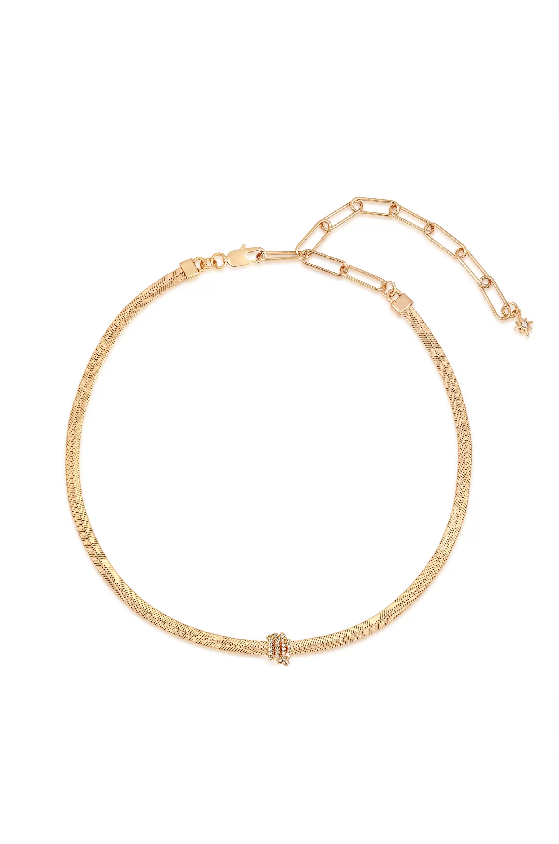 Zodiac Herringbone 18k Gold Plated Necklace