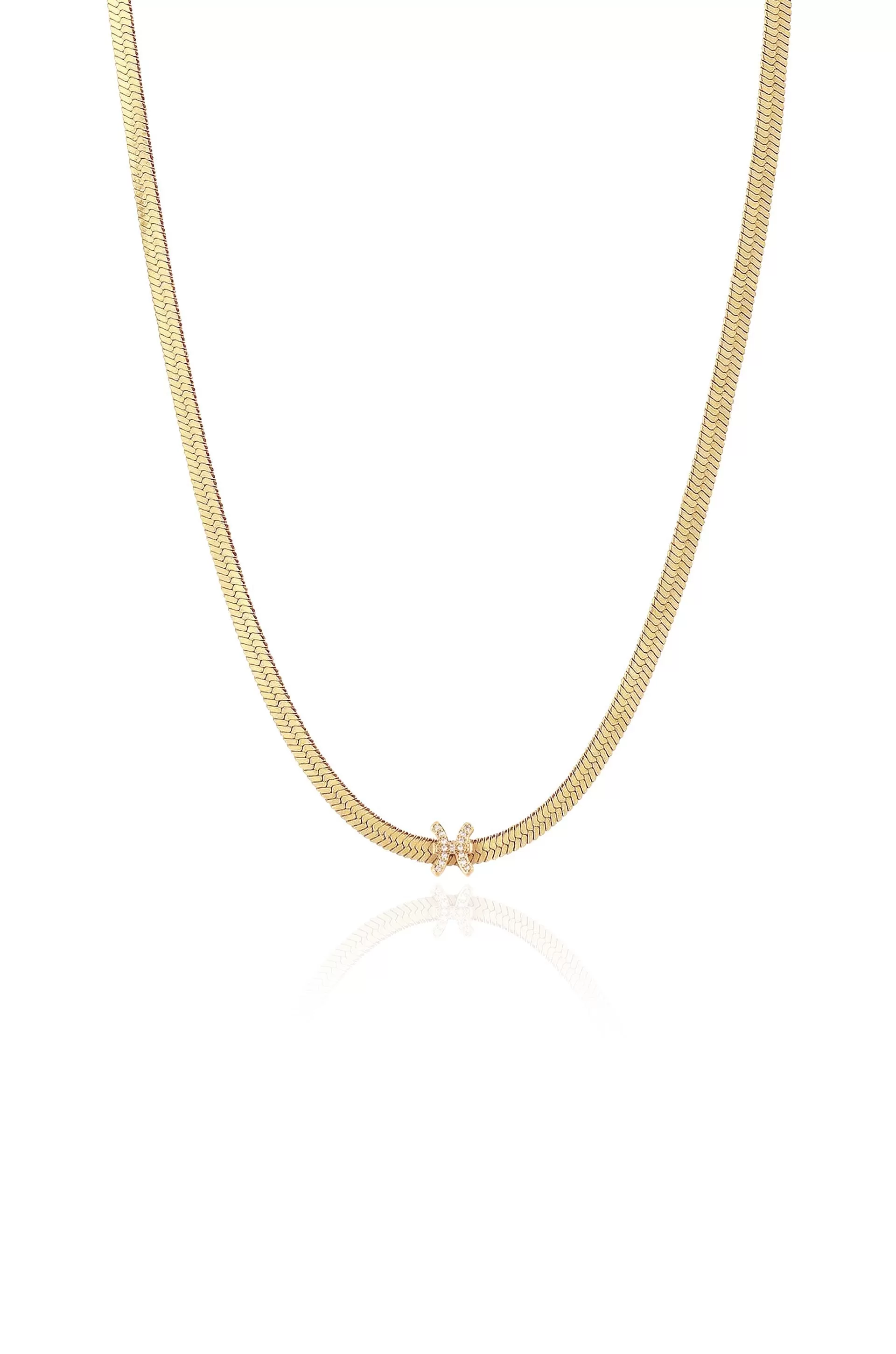 Zodiac Herringbone 18k Gold Plated Necklace