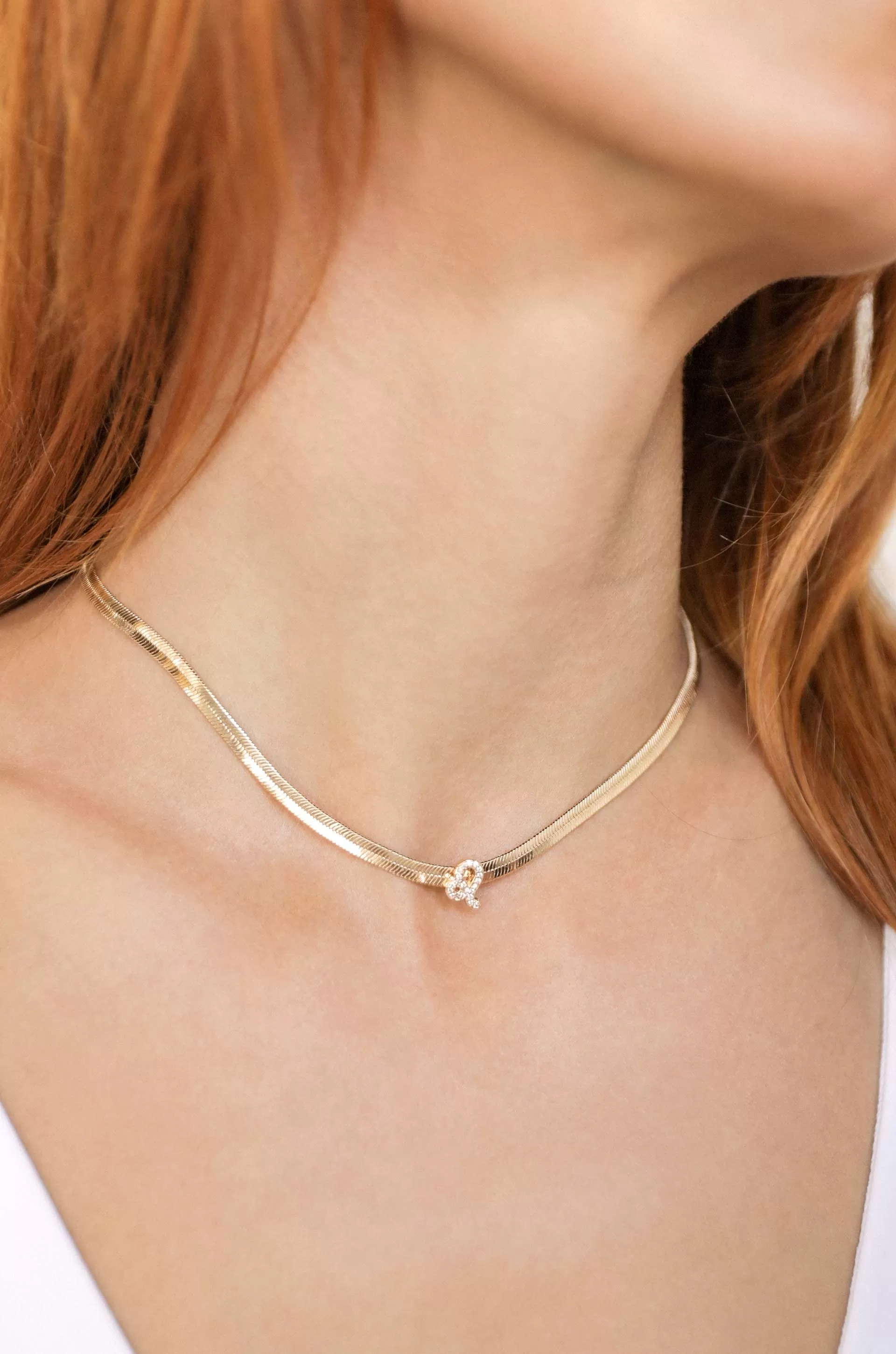 Zodiac Herringbone 18k Gold Plated Necklace