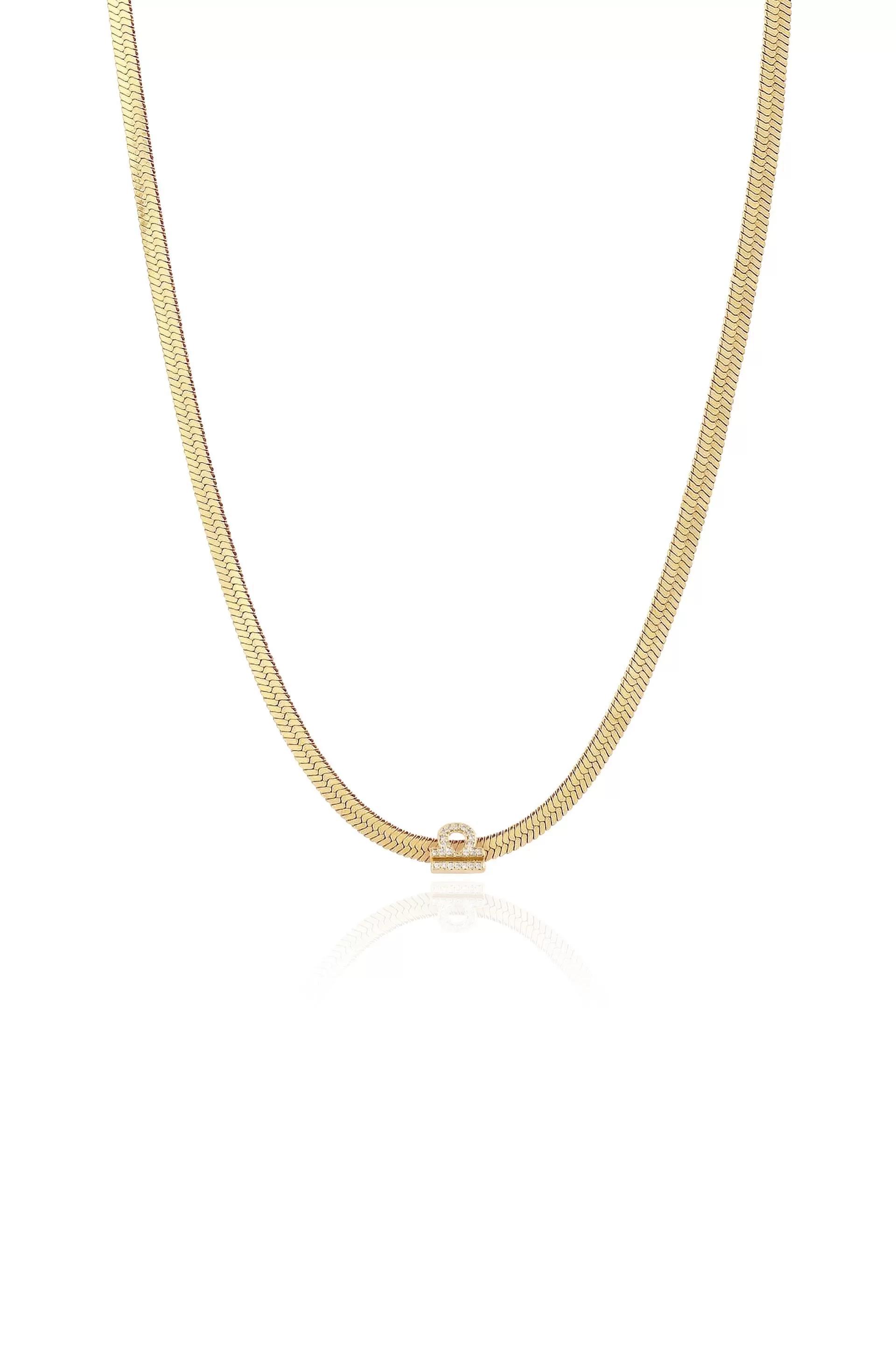 Zodiac Herringbone 18k Gold Plated Necklace