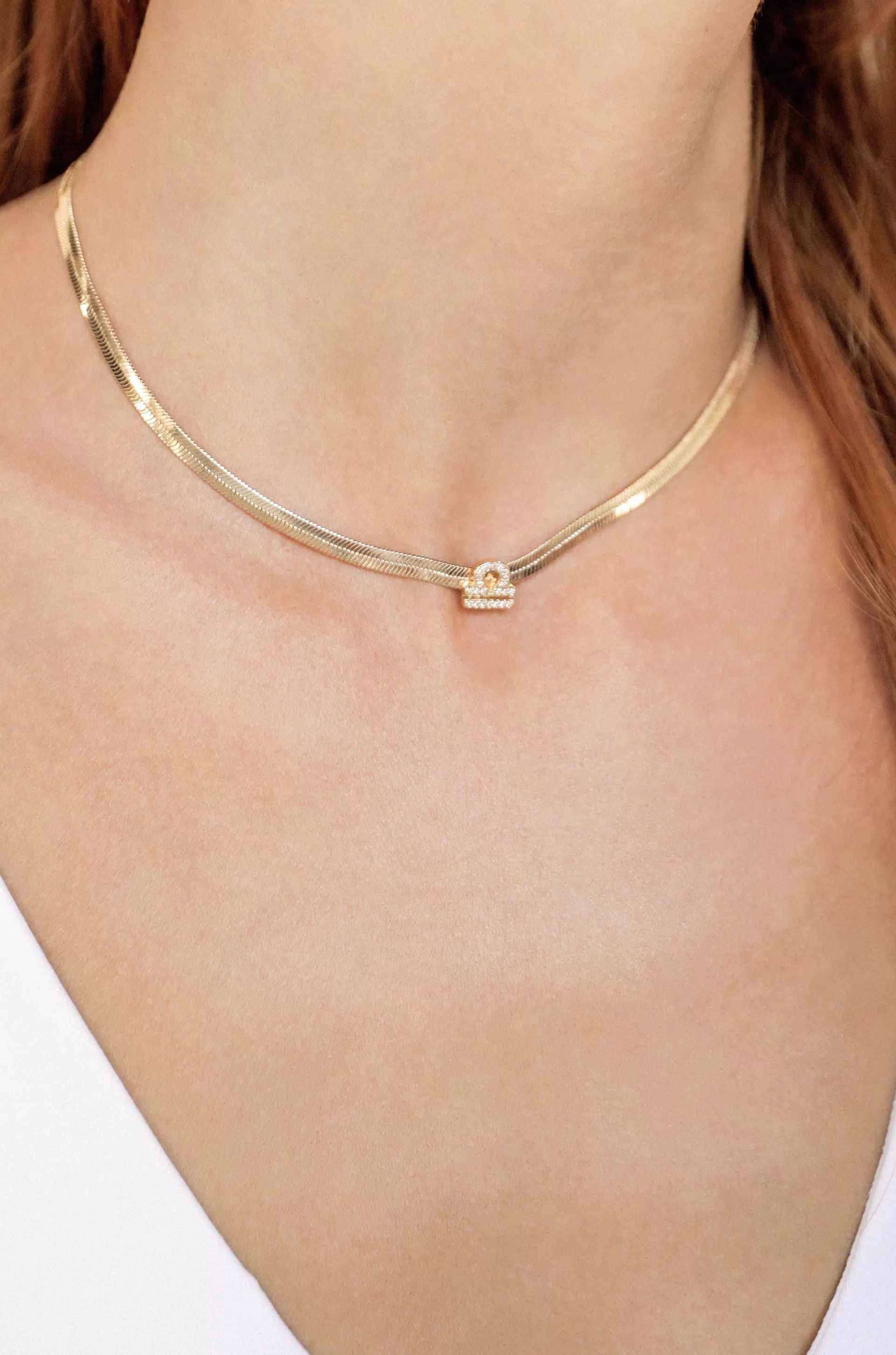 Zodiac Herringbone 18k Gold Plated Necklace